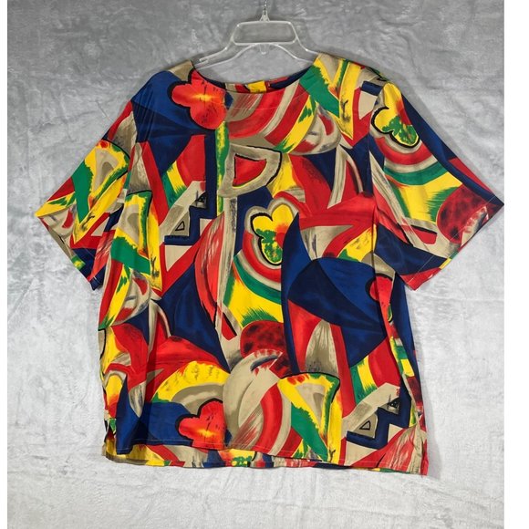 Alfred Dunner womens plus size 18W Blouse multi-color 3 bottons on back pre-owne - Picture 3 of 16